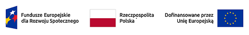 baner z logotypami funduszu europejskiego dla rozwoju społecznego, flaga polski i flaga unii
